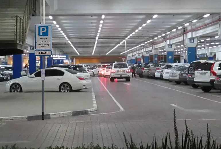a car in parking in Dubai