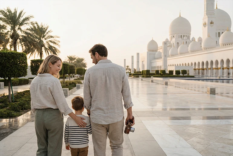 a family walking in dubai