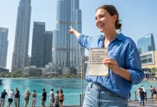 a woman having a trip in Dubai