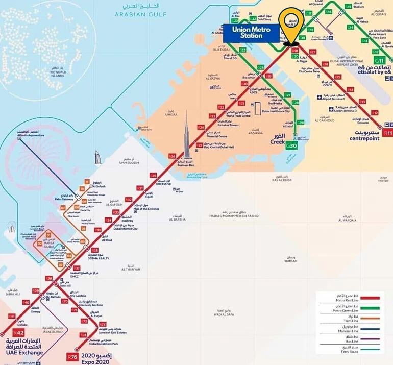 Union Metro Station Dubai Map