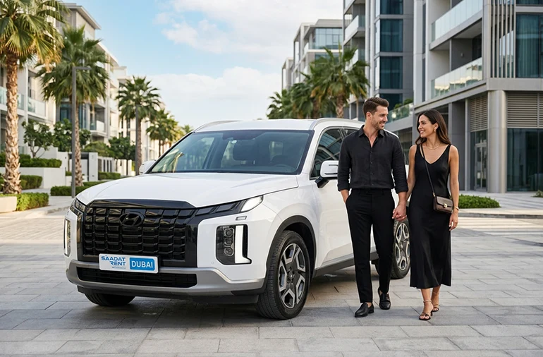 a couple trip with a car rental in Dubai