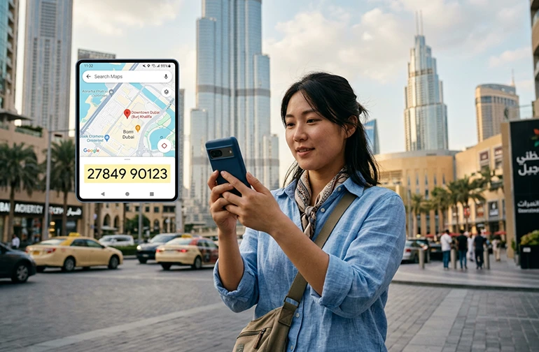 a tourist using Makani for finding address