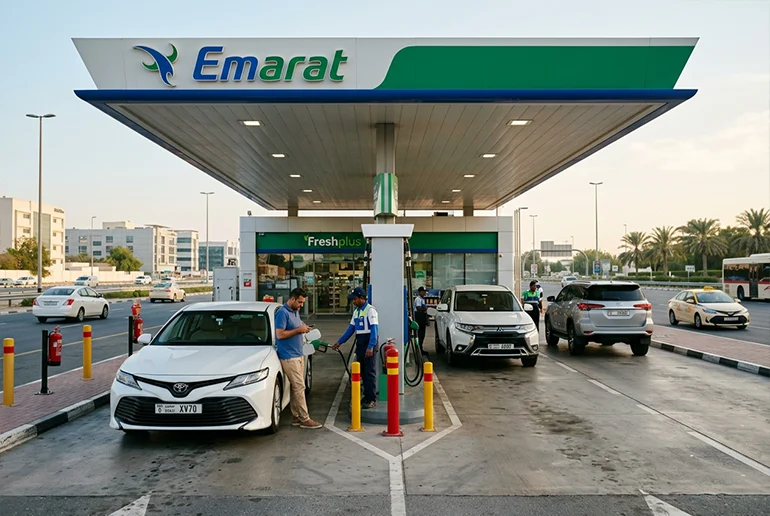 Emarat petrol station brand in Dubai