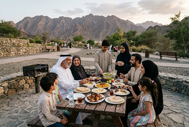 a family having a meal in Hatta
