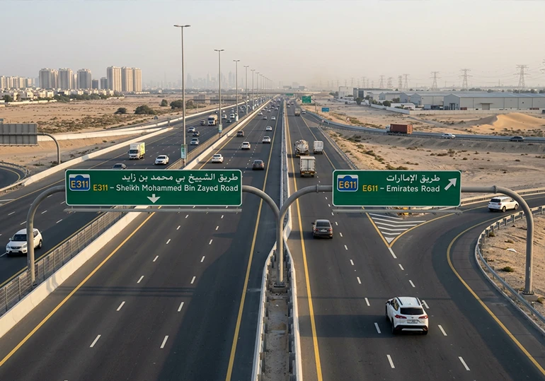Exits and Alternative Routes in Dubai to Abu Dhabi road